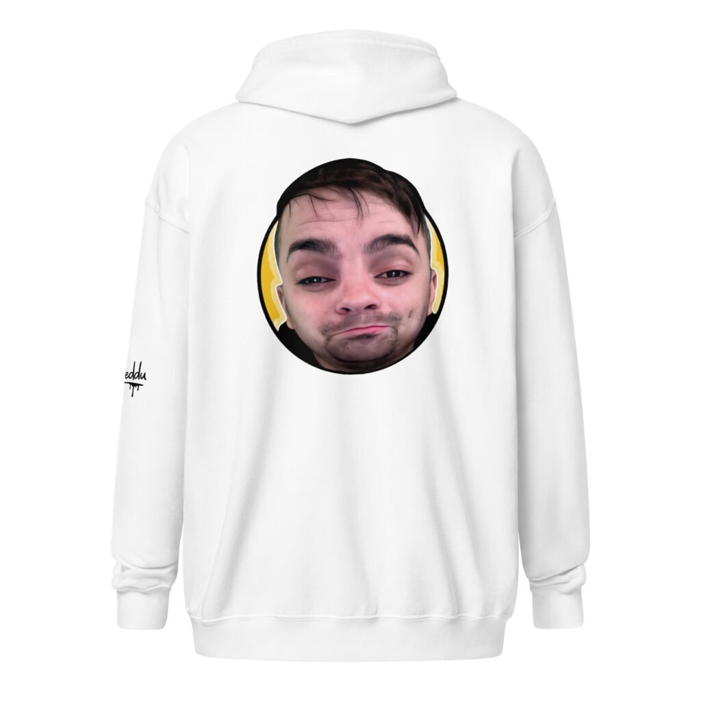 Felpa con cappuccio e zip misto pesante unisex