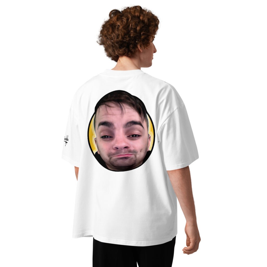 T-shirt organica oversize con collo alto unisex (stampa retro)